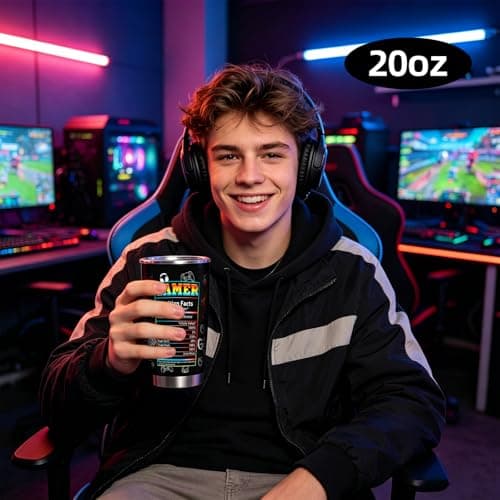 Gamer Gifts for Men & Boys - Gaming Cup for Teenage Boy, Teen Video Game Accessories, 20oz Insulated Stainless Steel Tumbler Coffee Mug for Dad Husband Boyfriend - Birthday Valentines Easter Christmas — view 5