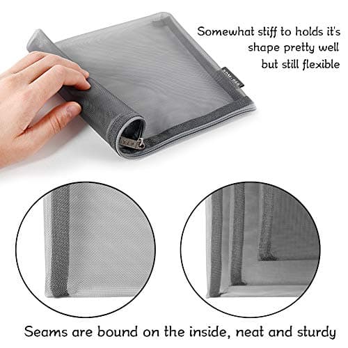Nylon Mesh Cosmetic Zipper Bags, 6PCS Grey Makeup Pouches Pen Pencil Organizer Case for Travel Purse Diaper Bag (A5 x 3pcs, A6 x 3pcs) — view 3