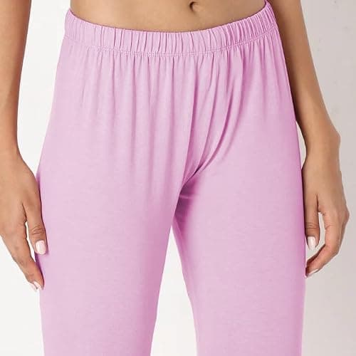 BODYWEAR LTD Womens Leggings Plain Stretchy Soft Leggings with Elasticated Waist Comfortable Plain Bottoms for Sports, Exercise, Active, Casual Wear Baby Pink, M-L — view 5