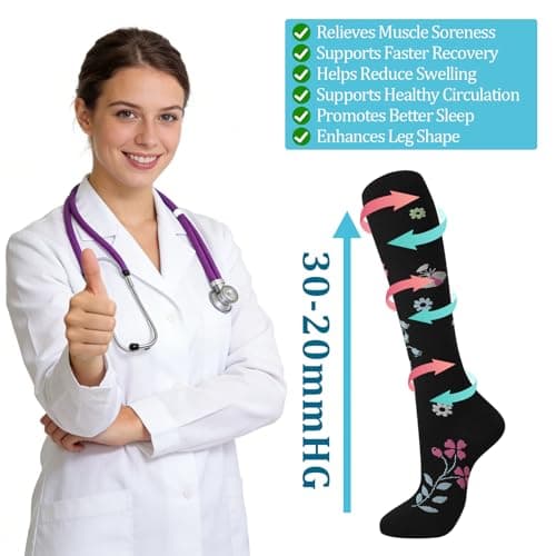 Zuimei 4 Pairs Compression Socks for Women 20-30 mmHg Flight Sock L — view 2
