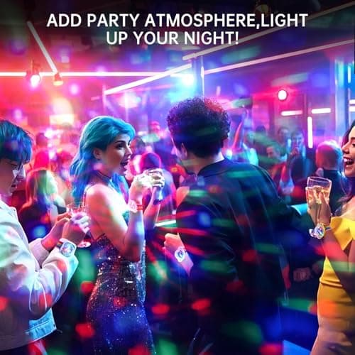 Lancoon 2 Pack Disco Ball Light, Wearable Mini Portable LED Lamp Night Strobe Watch Bracelet USB Charging Voice Controlled with Suction Cup for Kid Party Car Dancing DJ Club(Blue) — view 4