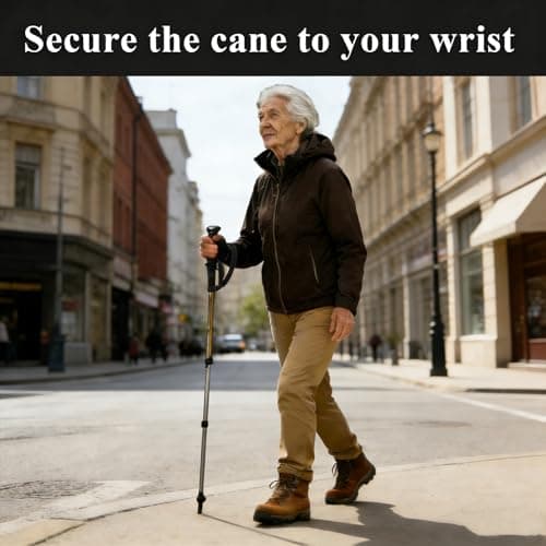 4 Pcs Walking Stick Wrist Strap,Black Nylon Walking Stick Strap,Walking Stick Accessories,Walking Cane Handle Stick Straps,Wrist Loop Strap for Canes & Crutches,Suitable for Elderly,Disabled,Hiking — view 5