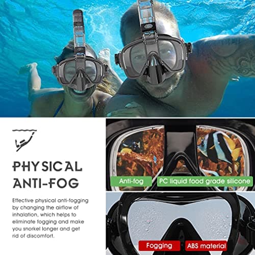 Opurtdor Adults Snorkel Mask Set - Dry Anti-fog Half Face Mask with Panoramic Wide View and Anti-Leak Swimming Goggles for Adults — view 4