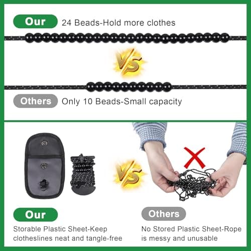EXVITAL Portable Travel Clothesline Lightweight Camping Clothes Line — view 2