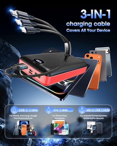PDBEST Power Bank 50000mAh 22.5W Fast Charge 3-in-1 Cable Battery Pack — view 2