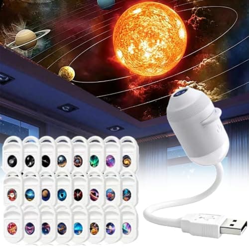 Ocean and Galaxy Projector, Plug and Play HD Star Projector, Holographic Night Light Projectors, 360 Rotating USB Powered Ceiling Light for Bedroom Decor (with 24 Films)