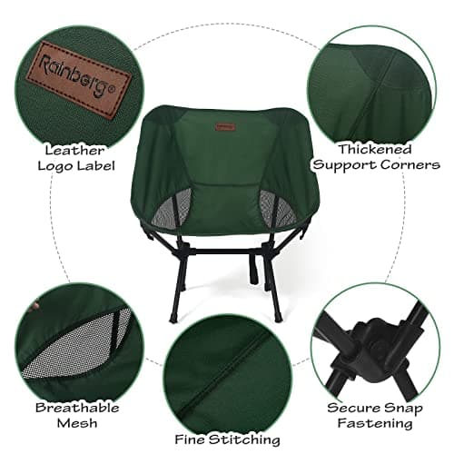Rainberg Ultra Lightweight Camping Chair, Folding Chair, Camping Chairs for Adults, Foldable Garden Outdoor Picnic BBQ Chairs. (Pack of 2, Green) — view 4