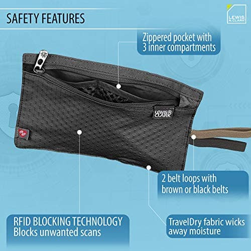 Lewis N Clarks RFID-Blocking Hidden Travel Wallet Münzbörse, Schwarz — view 2