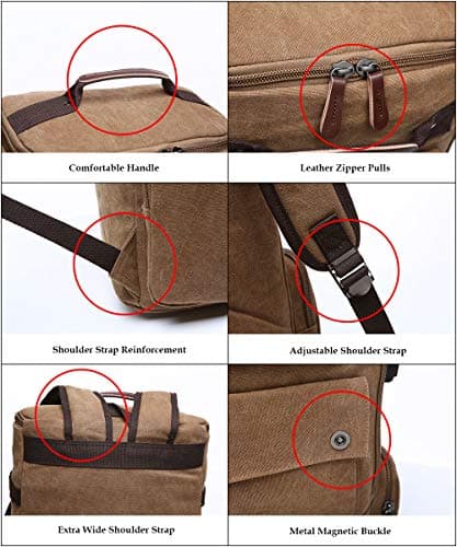 Canvas Backpack, Casual Backpack Unisex Vintage Canvas Rucksack Hiking Backpack Travel Bag Laptop Backpack School Bag Student Bag Satchel Trekking Backpack Camping Bag Coffee — view 5