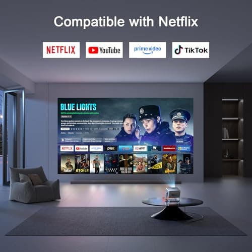 【Officially-Licensed APP & Auto Focus & Keystone】Mini Smart 4K Projector, VOPLLS 1000 ANSI Full HD 1080P WiFi 6 Bluetooth Portable Projector, Movie Projectors for Bedroom/Outdoor/Phone — view 2