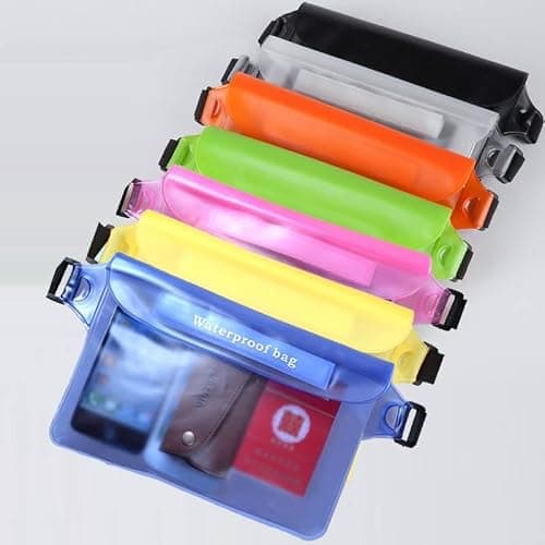 Waterproof Money Belt Pouch Bag | Underwater Phone Money Case Transparent Waist Bag with Adjustable Strap | Touchable Dry Bag for Travel, Outdoor, Beach, Swimming, Fishing, Boating, Drifting (Pink) — view 5