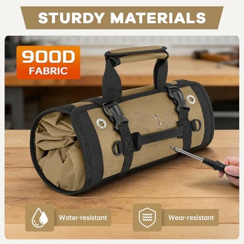 LASUK Heavy Duty Tool Roll Bag 52×33 CM, Khaki — view 4