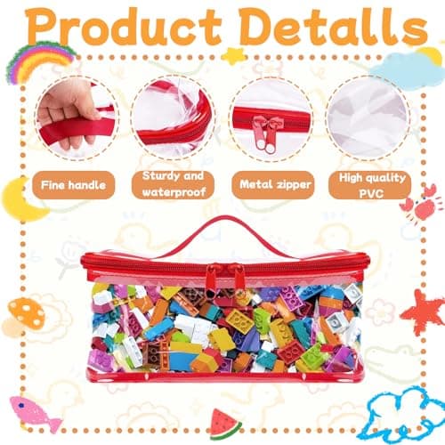 6 Pcs Toy Storage Bags Clear PVC Zipper Bags for Kids Toys Organizing — view 3