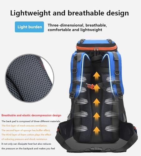 Bseash 60L Waterproof Lightweight Hiking Backpack with Rain Cover,Outdoor Sport Travel Daypack for Climbing Camping Touring — view 6