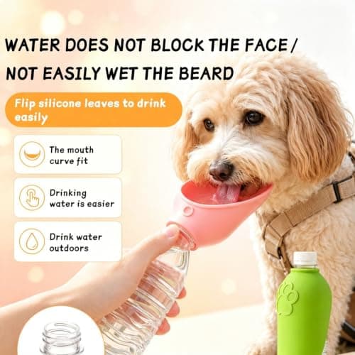 Portable Dog Water Bottle,Silicone drinking cap for bottles dogs(Green) — view 4