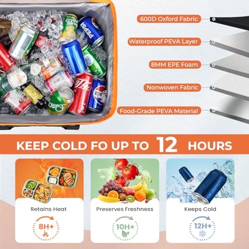 INSMEER Large Cool Bag 50L/75 Can，XXL Foldable Insulated for Family Picnic — view 3