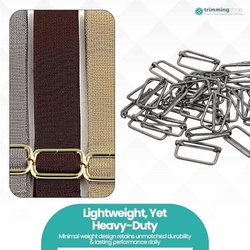 Trimming Shop 2pcs Triglide Slider Buckle Metal Adjustable Durable Lightweight Slide Buckle for Webbing Straps, Backpack, Fasteners Strap, Pet Collars and Bag Accessories, 50mm, Gunmetal — view 5