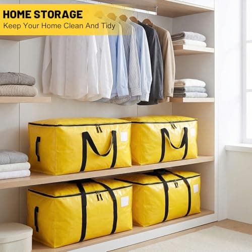 3 Pack 90L Moving Bags, Heavy Duty Storage Bags Dorm Moving Boxes, Yellow — view 5