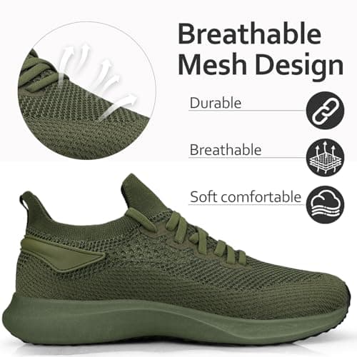 Giniros Men Trainers Slip On Sneakers Gym Walking Tennis Sport Green 9UK — view 3