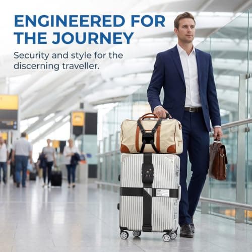 Luggage Straps with TSA Approved Luggage Locks - 2 Pack Set Suitcase Straps & Add A Bag Gurt, Luggage Belt with Lock for University Packing Essentials, Business Travel, Flight Suitcase Accessories — view 4