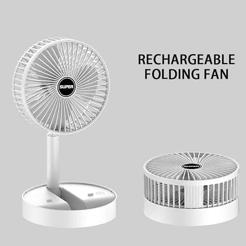 Telescopic Folding Fan - 2026 New Portable USB Rechargeable Collapsible Desk Fan for Travel, Silent Stand up Fan Wireless Folding Oscillating Compact Floor Standing Fans for Dorm ＆ Bedroom (Green) — view 2