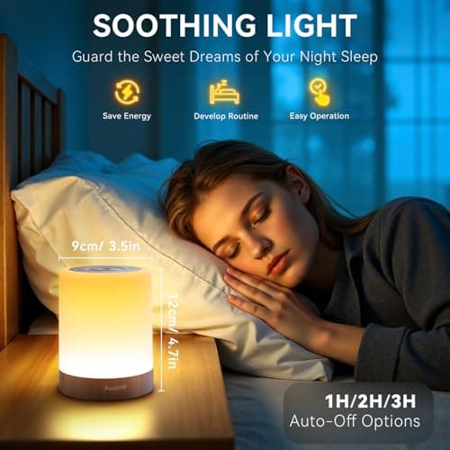 Auxmir Night Light, 3000mAh Rechargeable Touch Dimmable LED Lamp, Brown — view 6