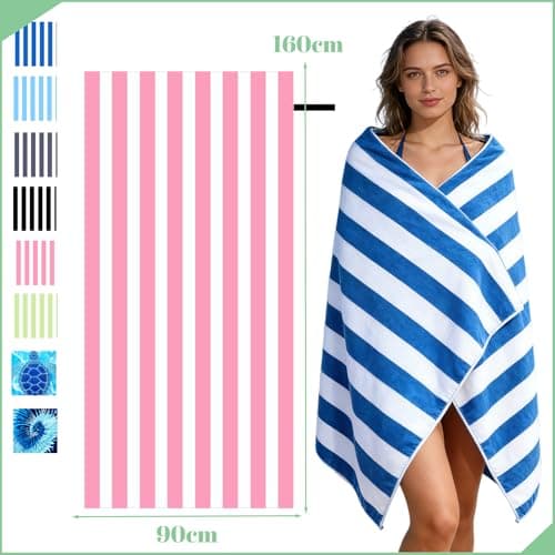 Large Microfibre Beach Towel for Adults with Bag 160x90cm,Pink Quick Dry Beach Towel with Double Sided,Lightweight Beach Microfiber Towels for Travel Drying Gym Yoga Sports Swim Towel for Women Men — view 2