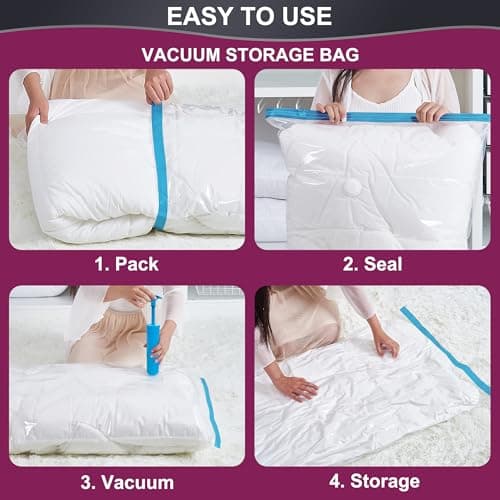 Oumaru Vacuum Storage Bags for Clothes, Vacuum Bags, Space Saver Bags for Clothes, Duvets and Pillows, Hand Pump Included, Pack of 10, Medium Size — view 3