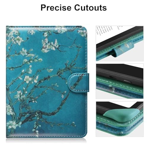 HoYiXi Universal Case for 6-inch Kindle eReader Compatible with Kobo/Voyaga/Pocketbook/Tolino E-book reader,6'' eReader Protective Cover with Built-in Card Slot,Black (flower, 6 inch) — view 6