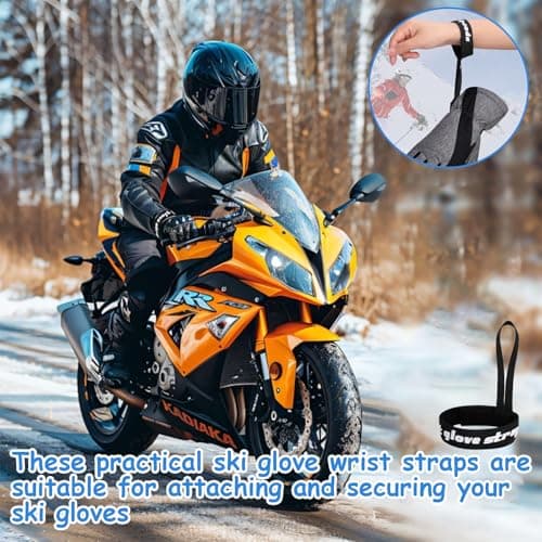 Adjustable Ski Gloves Straps 6 Pack Nylon and Polyester Stretch 10" x 1" Black with Hook and Loop Strap for Hiking, Skiing, Snowboarding, Winter Sports — view 3
