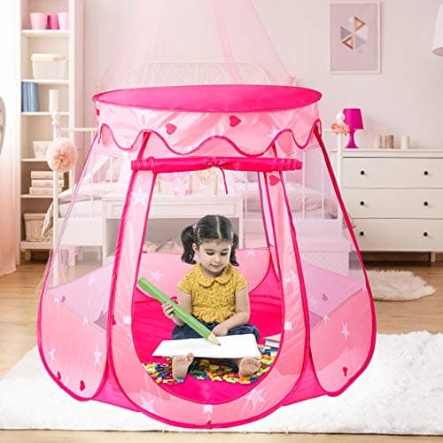 Tech Traders ® Princess Pop Up Playhouse, Play Tent, Play Tent Castle Foldable Popup Balls House for Baby Toddler Girls (Pink,47 * 35 Inch) — view 3