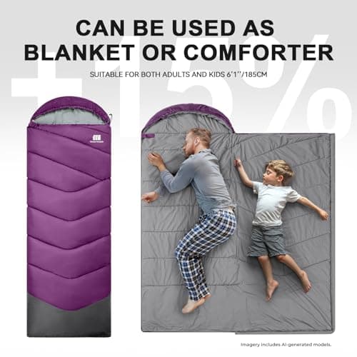 TANSTRIDER Sleeping Bags for Adults Teens, 4 Season Camping Sleeping Bag Waterproof,Machine Washable Backpacking Gear for Cool Weather,Outdoor Tent Hiking,with Compression Sack,220x80cm,1.8kg — view 3