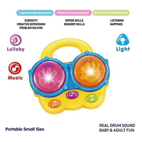 WEofferwhatYOUwant Baby Musical Instrument Set – Piano, Bongos & Guitar with Light-Up Projector & Songs | Interactive Toys for Babies 6+ Months | Auto-Off, Batteries Included, Safe & Travel Ready — view 6