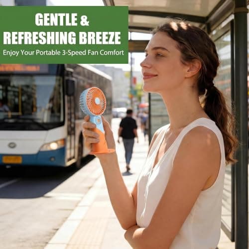 4 Pack Mini Handheld Portable Fan, USB Rechargeable Portable Mini Fan with Detachable Stand Base, 3 Speed Quiet Personal Cooling Fan, Battery Powered Small Desk Fan for Travel Office Outdoor Home — view 4