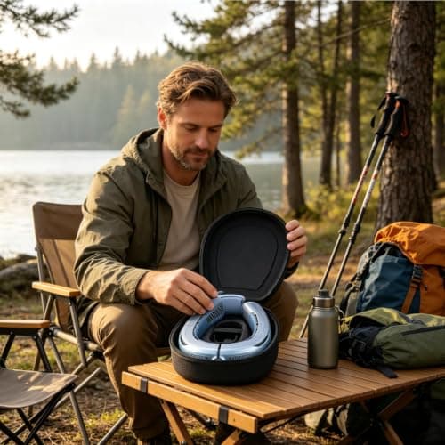 Hamosky Neck Fan Carrying Case Hard EVA Waterproof Storage Bag, Black — view 3