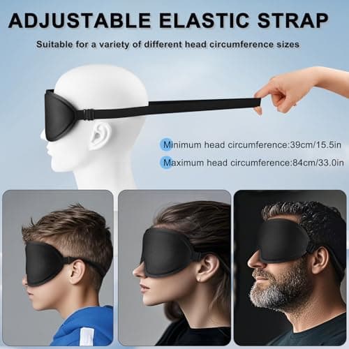 Blackout Sleep Mask for Women Men Zero Eye Pressure Eye Mask, Lycra Fabric 3D Ergonomic Design Eye Movement and Eyelash Friendly, Ultra Comfortable Blindfold for Sleeping Black — view 6