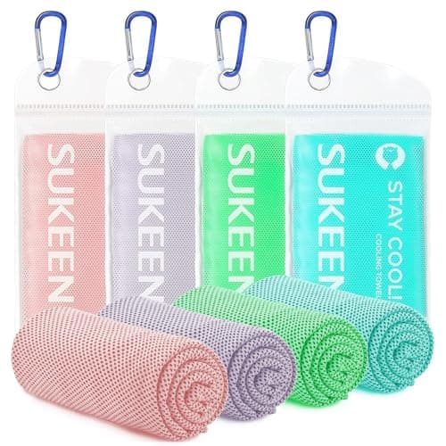 Sukeen 4 Pack Cooling Towel (40''x12'') Sweat,Quick-Drying Neck Cooling Wraps,Soft & Breathable Chilly Sports Towel Yoga,Sport,Running,Cooking,Macaron Pink/Macaron Blue/Lavender/Mint Green,4pcs