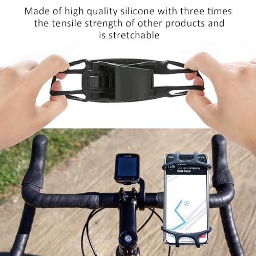 ZEACCT 1-Piece Bike Handlebar Phone Holder, Adjustable Silicone Bicycle Phone Mount with Rotatable Clip, Universal Motorcycle Mobile Strap, Compatible with All Smartphones — view 2