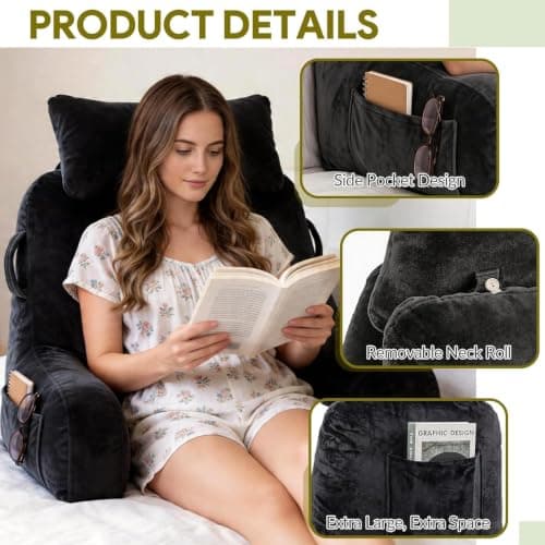 Reading Pillow, Extra Large 78cm/31in Bed Rest Pillow, Cuddle Cushion — view 3