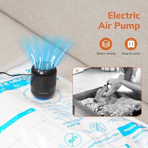 Vacuum Compression Storage Bags for Clothes - 6 Pack Reusable Space Saver Bags with Wired Electric Air Pump for travel (3 Jumbo + 3 Large) — view 5