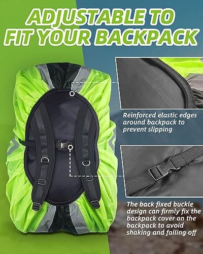 Waterproof Backpack Cover, Large Reflective Backpack Waterproof, Rucksack Cover Waterproof with 2 Buckle Strap, High Visibility Rain Waterproof Bag Cover for Outdoor Hiking, Father Day Gifts, M 40L — view 6