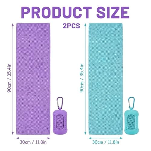 YFHUVB 2 Pcs Cooling Towel, Gym Towels For Women With Portable Silicone Sleeves, Hot Yoga Towel, Sweat Towels For Gym, Instant Cooling For Outdoor Sports, Lake Blue And Purple — view 2