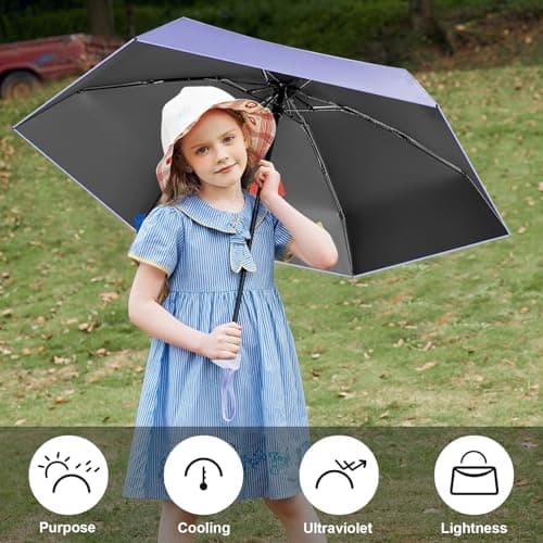 Ancuioyz Umbrella Mini - Portable Compact for Women & Men, Lightweight for Rain or Shine, Travel-Friendly Sun Protection (Phoenix beige) — view 4