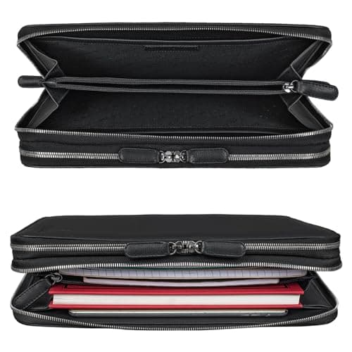 STILORD 'Ferris' Leather Document Folder A4 XL Vintage Conference Folder for 13,3 inch Laptops MacBook PC Case Bag Organiser Notebook Genuine Leather, Colour:Black — view 5