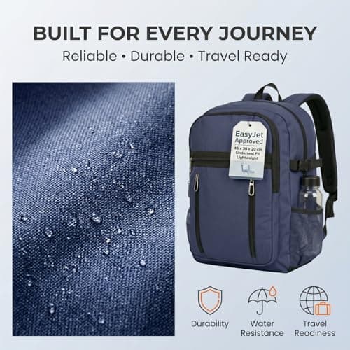 Style Smart EasyJet Cabin Bag 45x36x20 Travel Backpack Carry On Bag Underseat Cabin Bag 45x36x20 Airline Approved Cabin Backpack Travel Rucksack for Flights Laptop Backpack (Navy) — view 4
