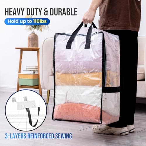 TAILI Backpack Moving Bags, Clothes Storage, Strong Handles, 2 Pack Clear — view 6