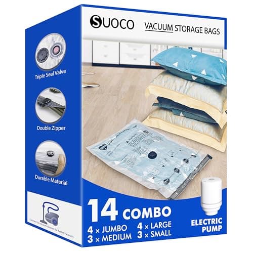 Vacuum Storage Bags with Electric Pump, 14 Combo