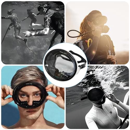 Scuba Diving Mask,Scuba Goggles for Adults,Single Lens Snorkel,Oval Dive Goggles,Wide Vision Diving Swimming Goggles,Tempered Glass,Anti Fog,Anti- Leak,Spearfishing Mask for Scuba Swimming Men Women — view 4
