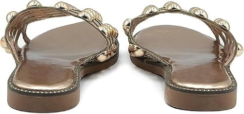 The Walking Style RGD353 PU Studded Caged Slider Sandals for Women Slip-On Summer Sliders for Daily Wear, Travel & Outdoor Use (Rose Gold, UK Footwear Size System, Adult, Women, Numeric, Medium, 3) — view 4