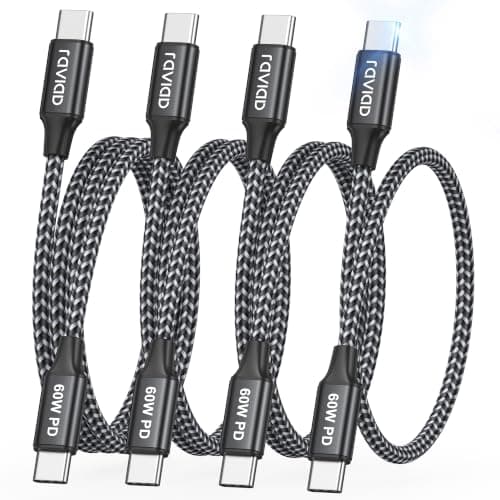 RAVIAD USB C to USB C Cable Charger 60W 4-Pack [0.5/1/1/2M] USBC to USBC